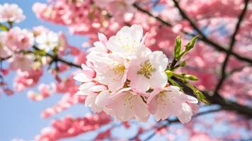 AI generated Full bloom sakura flower tree isolated on white background photo