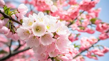 AI generated Full bloom sakura flower tree isolated on white background photo