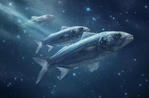 AI generated Herring school in the cosmos photo