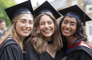 ai generado Universidad graduados sonriente foto