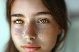 AI generated Girl with golden hazel eyes photo