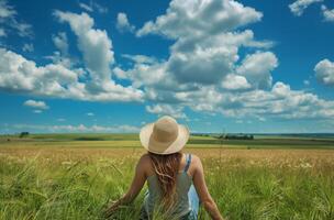 AI generated Summer field contemplation photo