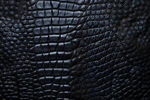 ai generado cocodrilo negro cuero textura fondo, cocodrilo negro cuero fondo, cuero textura, cocodrilo cuero 3d textura, cocodrilo piel textura, ai generativo foto