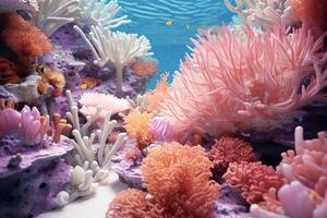 AI generated Coral reef wallpaper, Sea flower colorful coral reef photo