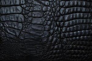 AI generated Crocodile Black Leather Texture Background, Crocodile Black Leather Background, Leather Texture, Crocodile Leather 3D Texture, Crocodile Skin Texture, AI Generative photo