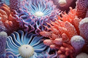 AI generated Coral reef wallpaper, Sea flower colorful coral reef photo