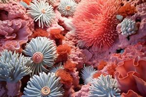 AI generated Coral reef wallpaper, Sea flower colorful coral reef photo