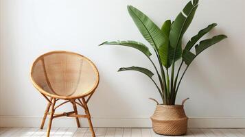 AI generated Chair and potted plant in room photo