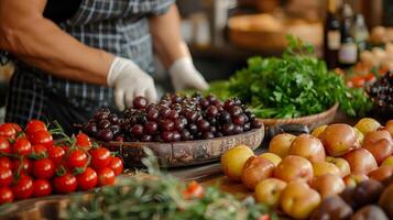 AI generated Fresh organic produce at a local farmer's market photo