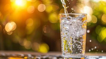 AI generated Glass of water on table photo