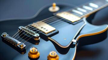 AI generated Close-up of an Electric Guitar on Dark Background photo