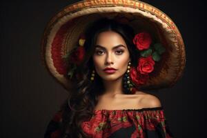 AI generated Spirited Photo mexican woman person. Generate Ai