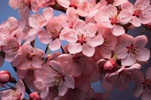 AI generated Vibrant Pink cherry flowers. Generate Ai photo