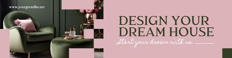 Pink and Green Furniture Linkedin Banner Template