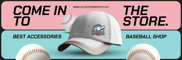 Pink and Blue Baseball Accessories Shop Twitter Header template