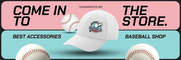 Pink and Blue Baseball Accessories Shop Twitter Header template