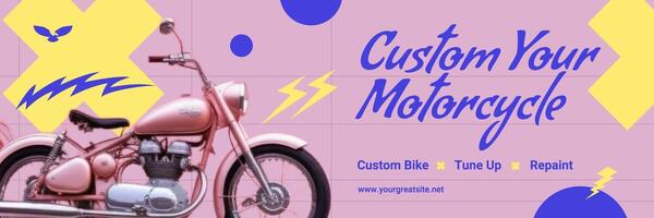 Pink Motorcycle Service Twitter Header template