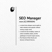 Minimalist SEO Marketing Manager Dictionary Text Business Card Template