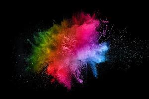 Vibrant Burst, Colored Powder Explosion on Dark Canvas. photo