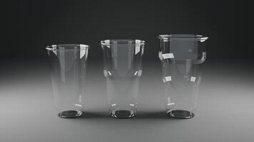 transparente desechable vaso en un oscuro antecedentes 3d representación foto