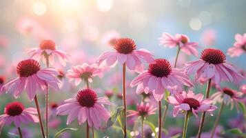 AI generated Natural medicinal echinacea flowers garden photo