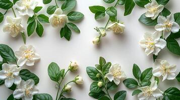 AI generated Jasmine on a white background photo