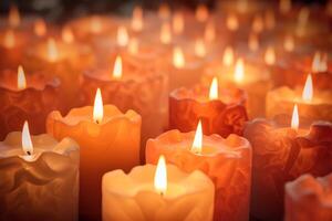 AI generated Soft-focus candles casting warm glows. Generative AI photo