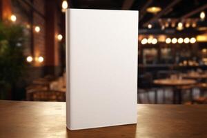 AI generated Box mock up on a blank notebook cover with soft lighting. Generative AI photo