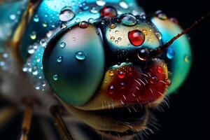 AI generated Close-up of a dragonfly's multifaceted compound eye. Generative AI photo