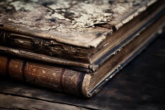 AI generated A detailed shot of the texture of an old, weathered book. Generative AI photo