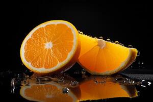 AI generated A juicy slice of tangerine with citrus aroma. Generative AI photo