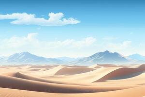 AI generated Pristine sand dunes stretching beneath a clear desert sky. Generative AI photo