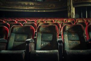 AI generated Rows of cinema seats with vintage charm. Generative AI photo
