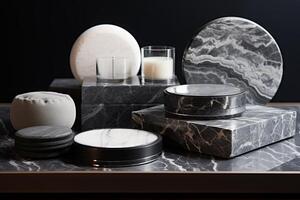 AI generated Gray marble for luxury products. Generative AI photo