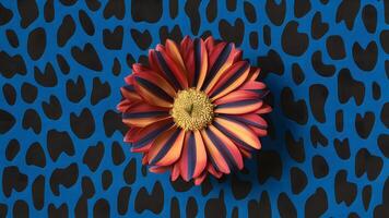 AI generated Blue red black striped leopard flower pattern adds texture to fabric photo