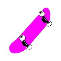 Printable bright vector illustration of pink skateboard isolated on white background. Cool print for clothes, T-shirt.