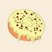 A delicious doughnut covered in sweet icing and topped with chocolate sprinkles vector