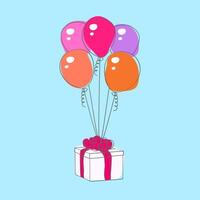 A collection of vibrant doodle hand-painted balloons are shown within a box, ready to bring joy and cheer to any celebration or event vector