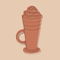 el ilustración muestra un vaso de chocolate cóctel con crema. el cóctel tiene un Rico marrón color vector