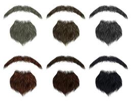 set long  beard and mustache different colors.fashion beauty style . vector