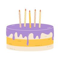 Birthday cake with candles. Flat vector illustration isolated on white background