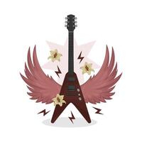 Illustration of electric guitar with wings vector