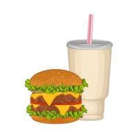 ilustración de hamburguesa y soda vector