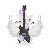 Illustration of electric guitar with wings vector