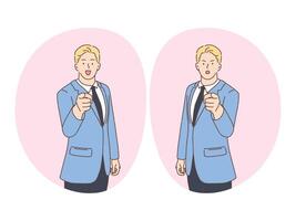 businessman angry and smiling while pointing vector