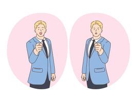 businessman angry and smiling while pointing vector