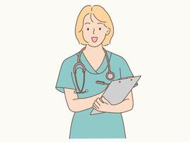salud trabajadores grabar paciente salud vector