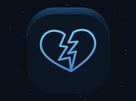 a broken heart line icon vector