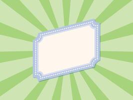 Retro vintage frame on green background with rays. vector