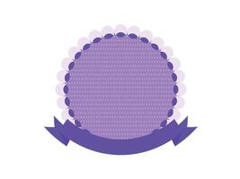 purple round frame with decorative blue ribbon over white background vector